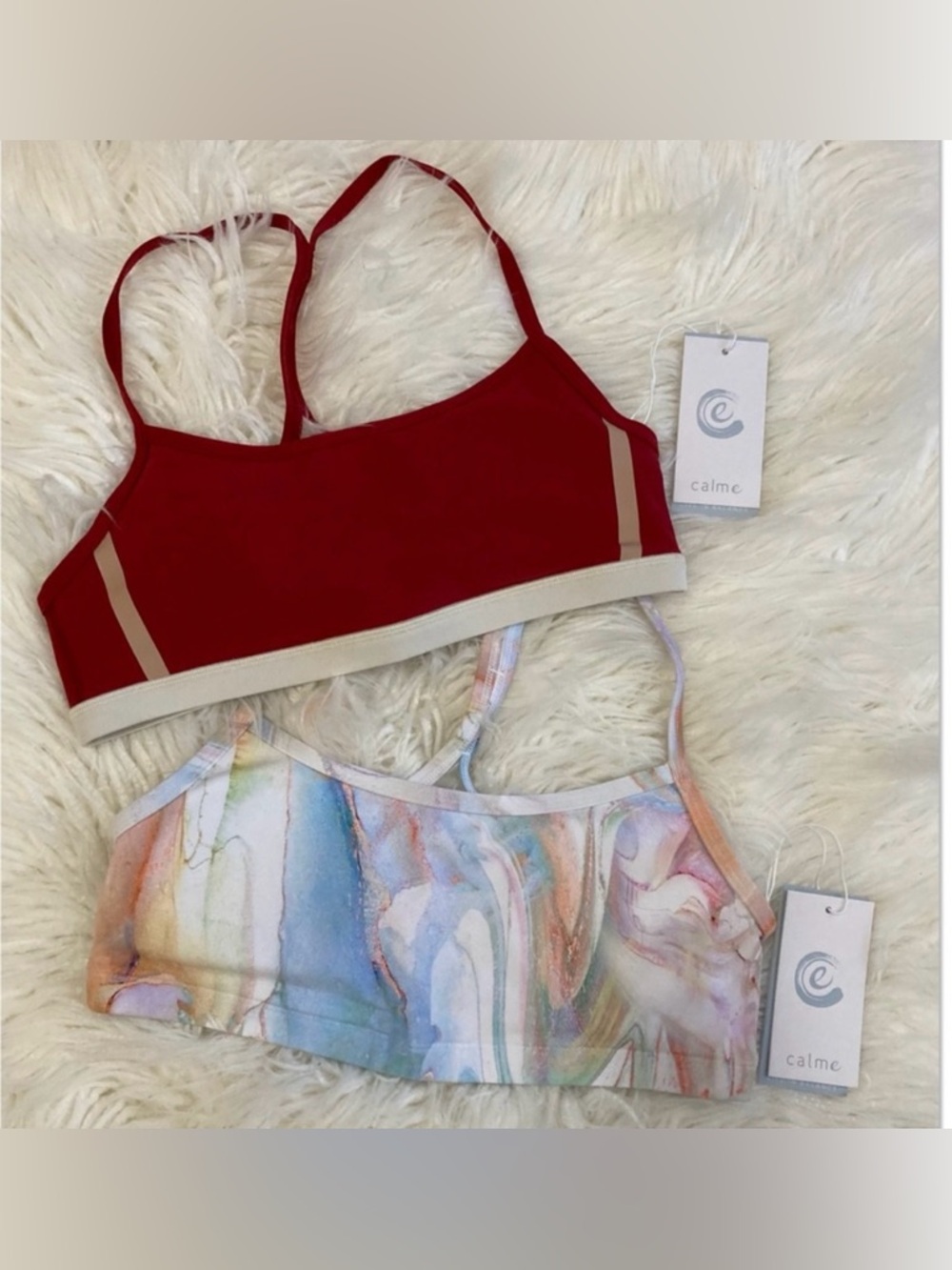 NWT Johnny Was Calme Endurance Sports Bra Bundle Red Tie Dye Medium